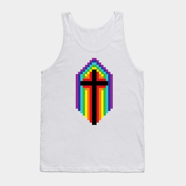 Rainbow Cross - Black on White Tank Top by joshthecartoonguy